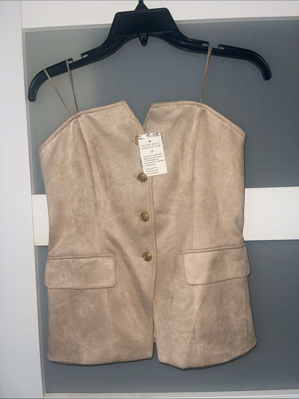 Rachel Zoe Strapless Faux Suede Top in Taupe